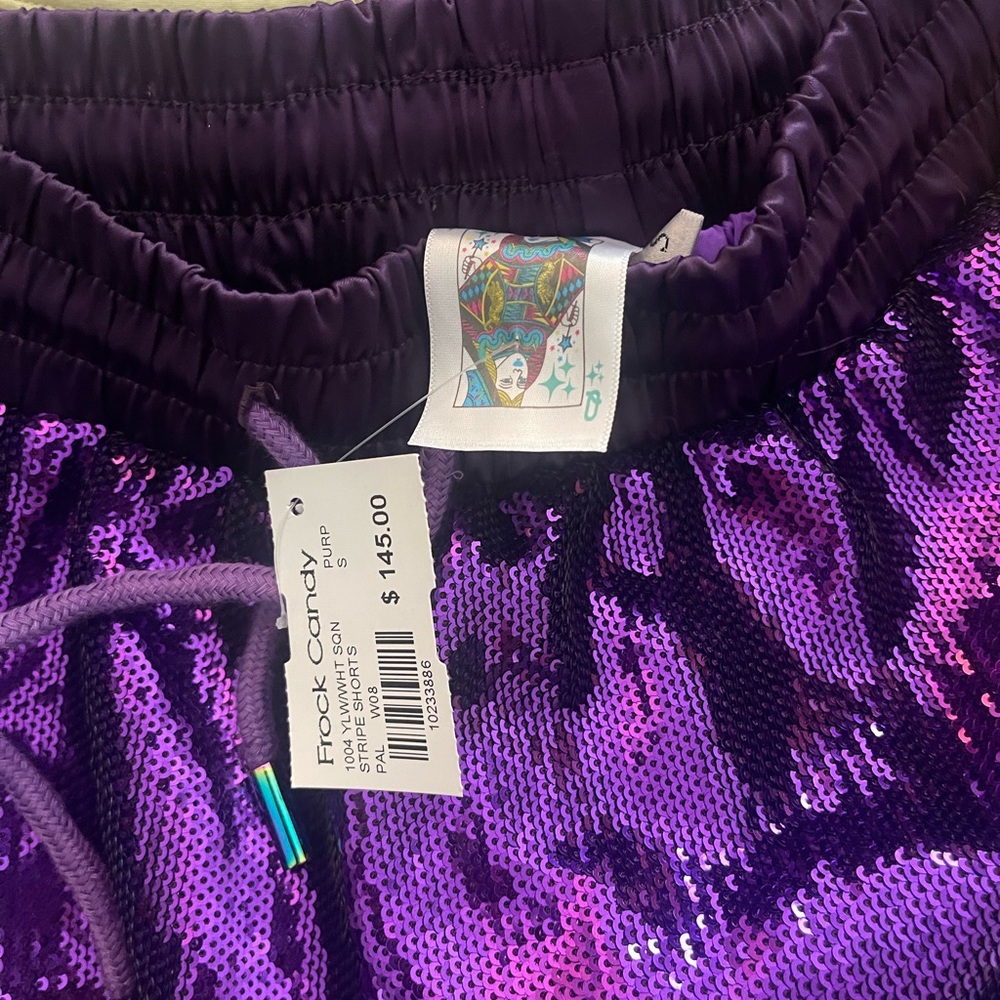 LSU purple and gold sequin shorts size small. Queen of Sparkles - Picture 2 of 2